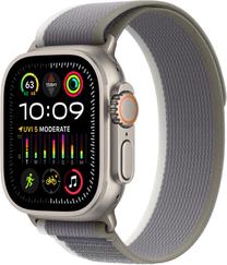 Viedais pulkstenis Apple Watch Ultra 2 GPS + Cellular, 49mm Titanium Green/Grey Trail Loop M/L LT, titāna krās.