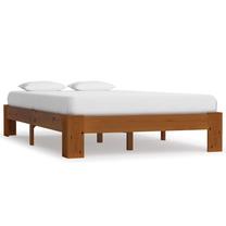 Lova pusantros vietos VLX Solid Pine Wood 283289, 140 x 200 cm, ruda sp., be čiužinio, su grotelėmis