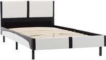 Lova viengulė VLX Faux Leather 280282, 90 x 200 cm, balta/juoda, be čiužinio, su grotelėmis