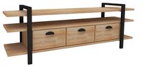 ТВ стол Kalune Design Lucca Natural, черный цв./дерева цв., 148 см x 29.5 см x 47 см