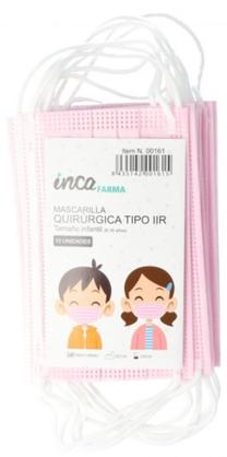 Vienkartinė kaukė Inca Farma, balta sp./rožinė sp., 10 vnt.