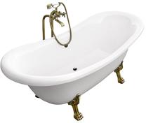 Vonia, laisvai pastatoma Besco Retro Amelia 190, 190 cm x 77 cm x 71 cm, ovalas, aukso sp./balta sp.