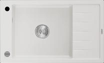 Кухонная мойка Mexen Elias White+Chrome, гранит, 79 см x 48 см x 20 см, белый цв./хромовый цв.