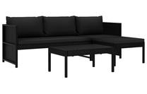 Āra mēbeļu komplekts VLX Garden Lounge Set, melns krās., 3-4 sēdvietas