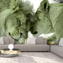 Fototapete Artgeist Lion Tenderness (Green), 210 cm x 300 cm