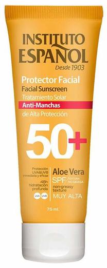 Priemonė įdegio priežiūrai veidui Instituto Español Anti-Stain SPF50+, 75 ml