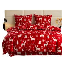 Kalėdinis patalynės užvalkalų komplektas PGJ-21, baltas/raudonas, 200 x 220 cm