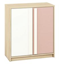 Komoda ML Meble, balta/rožinė/smėlio, 83 cm x 40 cm x 94 cm