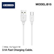 Kabelis Jellico B15 Durable-Soft, USB Type A/USB Type-C, 100 cm, balts krās.