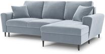 Kampinė sofa Micadoni Home Moghan Velvet 4 Seats, žydra sp., dešininė, 241 x 145 cm x 88 cm