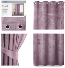 Nakts aizkari, ar atsaitēm AmeliaHome Velvet, gaiši violeta krās., 140 cm x 245 cm