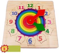 Attīstošās rotaļlietas Wooden Clock With Puzzle