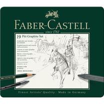 Grafīta zīmulis Faber Castell Pitt Graphite, 4H/3H/2H/HB/2B/3B/4B, pelēka krās., 19 gab.