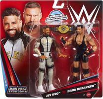Figūrėlių rinkinys Mattel WWE Main Event Showdown Jey Uso VS Bron Breakker JHJ57, 15 cm, 2 vnt., balta sp./juoda sp.