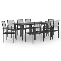 Āra mēbeļu komplekts VLX PVC Rattan, melns krās., 8 sēdvietas
