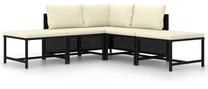 Āra mēbeļu komplekts VLX Garden Sofa Set Poly Rattan, melns krās., 3-5 sēdvietas
