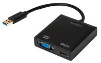 Adapteris Logilink USB 3.0, VGA / HDMI, melna krās.