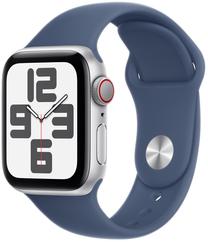 Viedais pulkstenis Apple Watch SE GPS + Cellular 44mm Denim Sport Band M/L, silver aluminium krās.