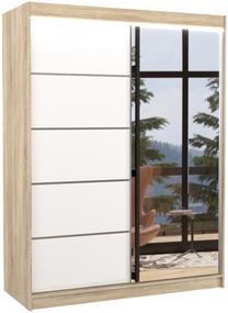 Spinta ADRK Limbo LED, balta sp./sonoma ąžuolo sp., 58 cm x 150 cm x 200 cm, su veidrodžiu