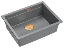 Virtuvinė plautuvė GraniteQ Logan 100, granitas, 59.5 cm x 45 cm x 21.5 cm, silver stone sp.