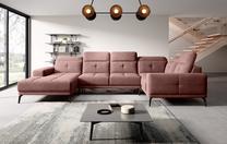 Kampinė sofa Neviro Lukso 24, rožinė sp., dešininė, 201 x 350 cm x 77 cm