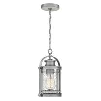 Lauko pakabinamas šviestuvas Quintiesse Booker, 60W, E27, IP44, sidabro sp., 16.2 cm x 38.4 - 149.3 cm