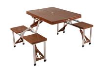 Lauko stalas su suolais DN-001, rudas, 85.5 cm x 65 cm x 66 cm