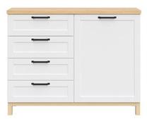 Komoda Haga KOM1D4S, balta sp., 95 cm x 43.5 cm x 121 cm