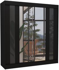 Spinta ADRK Keita, juoda sp./pilka sp., 61 cm x 200 cm x 215 cm, su veidrodžiu