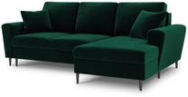 Kampinė sofa Micadoni Home Moghan Velvet 4 Seats, tamsiai žalia sp., dešininė, 241 x 145 cm x 88 cm