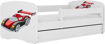Vaikiška lova Kocot Kids Babydreams Racing Car, balta sp., 80 x 160 cm, su patalynės dėže, be čiužinio