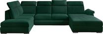 Kampinė sofa Evanell Monolith 37, tamsiai žalia sp., dešininė, 216 x 330 cm x 102 cm