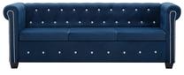 Sofa VLX 3-Seater Chesterfield, mėlyna sp., 199 x 75 cm x 72 cm