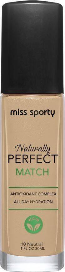 Skystas makiažo pagrindas Miss Sporty Naturally Perfect Match, 10 neutral, 30 ml