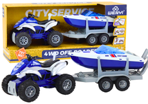 Rotaļu transportlīdzekļu komplekts Lean Toys City Service Police, 1:16, zila krās./balta krās.