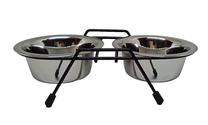 Statīvs ar bļodiņām sunim Höppy MS Wire Diner Trapeze, 0.45 l, 15 cm x 15 cm, 2 gab., sudraba krās.