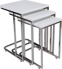 Kavos staliukų komplektas Kalune Design Ce Metal Zigon 9405, balta sp., 46 cm x 41 cm x 59 cm, 3 vnt.