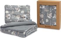 Antklodės ir pagalvės komplektas vaikams Sensillo 42165/7666, 95 x 75 cm, 27 x 37 cm, pilka sp.