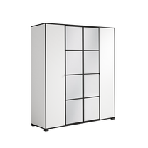 Spinta ADRK Osma, balta sp./juoda sp., 180 cm x 65 cm x 206 cm, su veidrodžiu