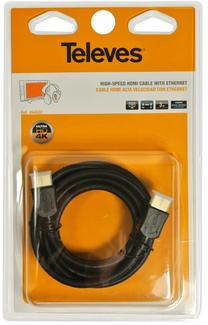 Провод Televes 494502 HDMI Male, HDMI Male, 3 м, черный цв.