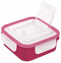 Toidukarp Branq Q-lock Go, 0.4 l, 12.8 cm x 12.8 cm, läbipaistev v./roosa v.