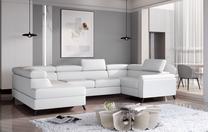 Kampinė sofa Escada Soft 17, balta sp., kairinė, 200 x 330 cm x 98 cm