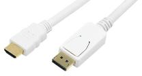 Vads Logilink HDMI 19 pin female, Display port male, 1 m, balta krās.