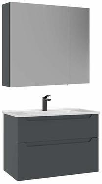 Vonios kambario baldų komplektas Kalune Design Messina 85 v2-415, matinė antracito sp., 45 cm x 85 cm x 55 cm