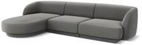 Kampinė sofa Micadoni Home Miley Velvet 4 Seats, šviesiai pilka sp., kairinė, 259 x 155 cm x 74 cm