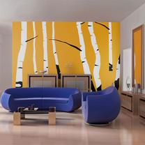 Fototapete Artgeist Birches on the orange background, 193 cm x 250 cm