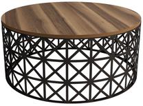 Журнальный столик Kalune Design Selin Metal Ferforje, коричневый цв./черный цв., 90 см x 90 см x 38 см