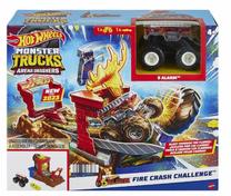 Автомобильная трасса Mattel Hot Wheels Monster Trucks Arena Smashers - Fire Crash Challenge HNB90, коричневый цв./красный цв.