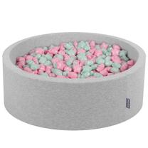 Baseinas su kamuoliukais KiddyMoon Round Ball Pit Round 600 Stars, 90 cm x 90 cm, 600 vnt, žalia sp./rožinė sp.
