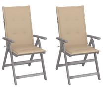 Набор уличного стула VLX Garden Reclining 3064701, серый цв./бежевый цв., 56 см x 70 см x 110 см, 2 шт.